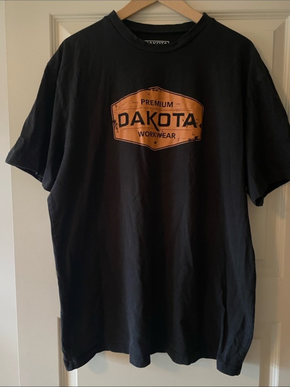 Dakota Men's Black Short-Sleeve T-Shirt with Orange Logo